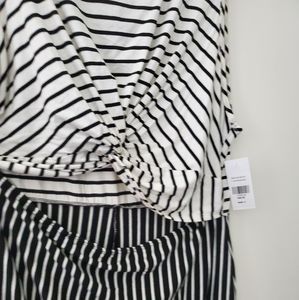 NEW F2F Black White Stripe Cut Out Midi Dress